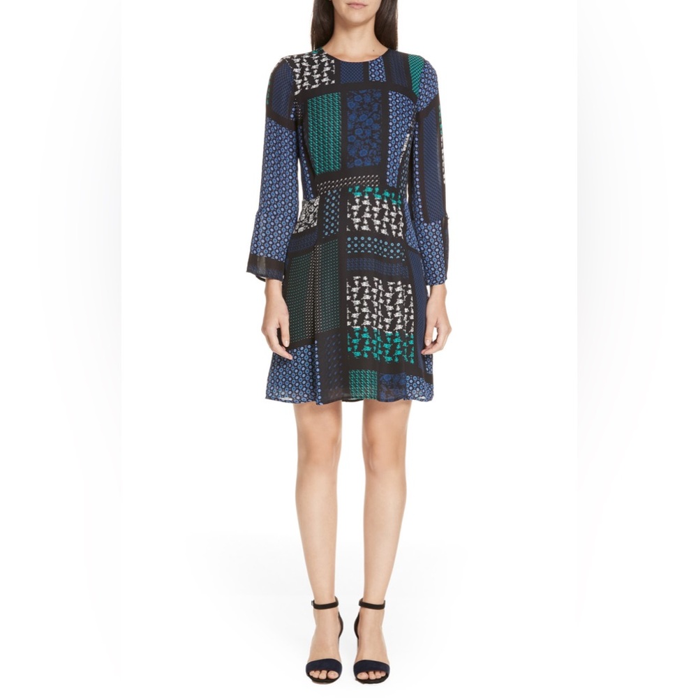 NWT 10 Crosby Derek Lam Silk Print Fit & Flare Dress